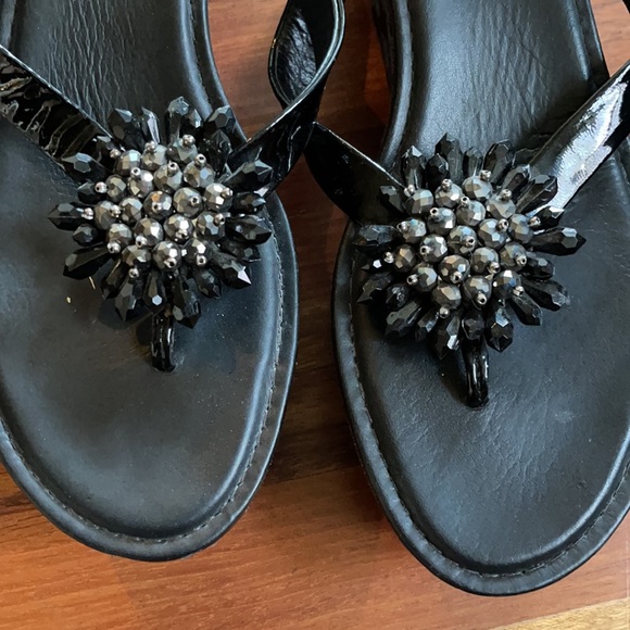 Coach platform sandal flip flops size 9 black with jewels - Picture 5 of 5